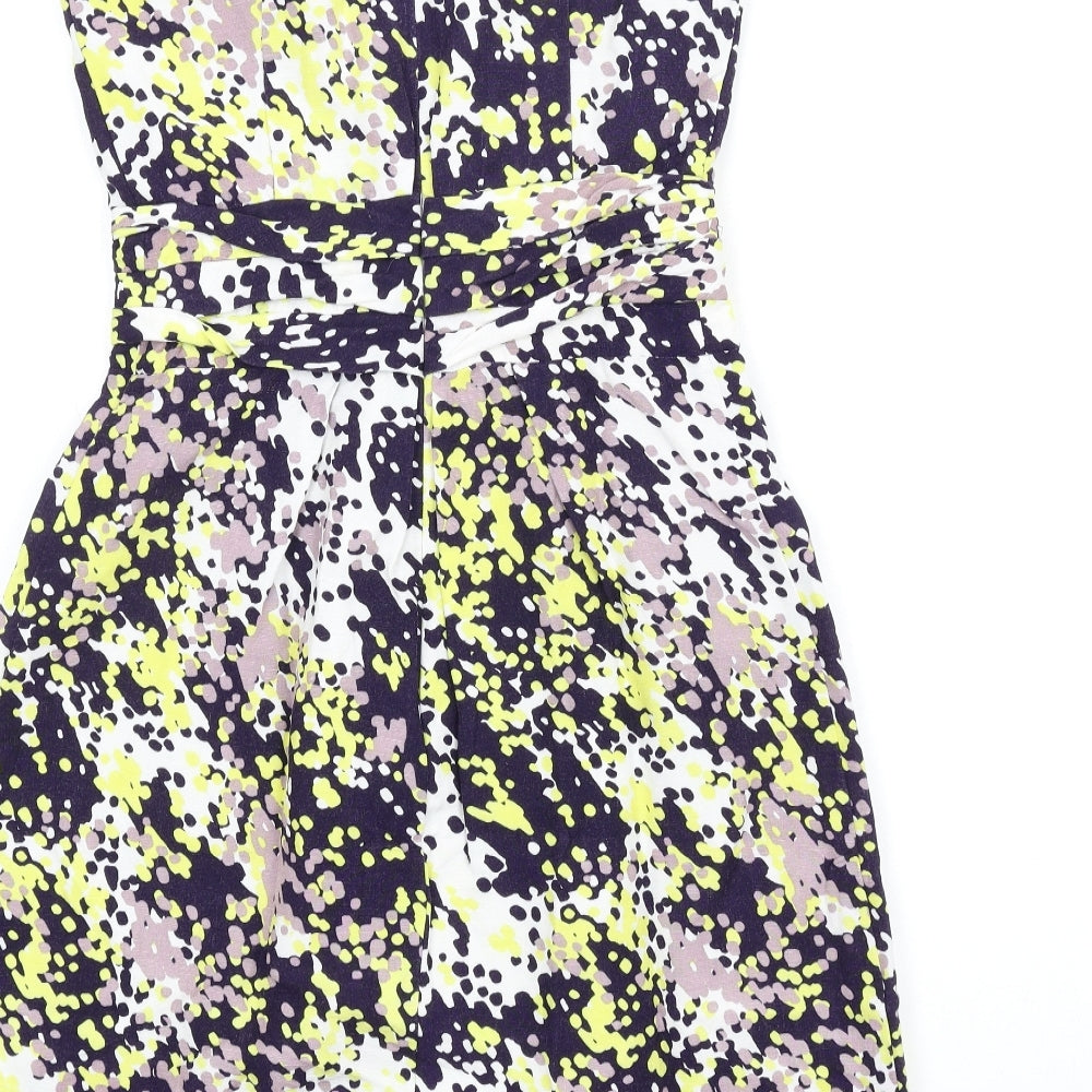 Fenn Wright Manson Womens Multicoloured Geometric Linen A-Line Size 10 Round Neck Zip