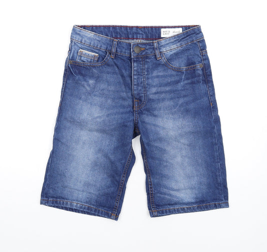 Denim & Co. Mens Blue Cotton Bermuda Shorts Size 28 in L12 in Slim Zip