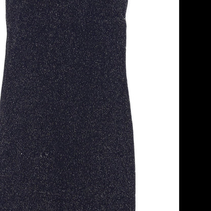 IX London Womens Blue Polyester Bodycon Size 12 Halter Button - Keyhole Neck