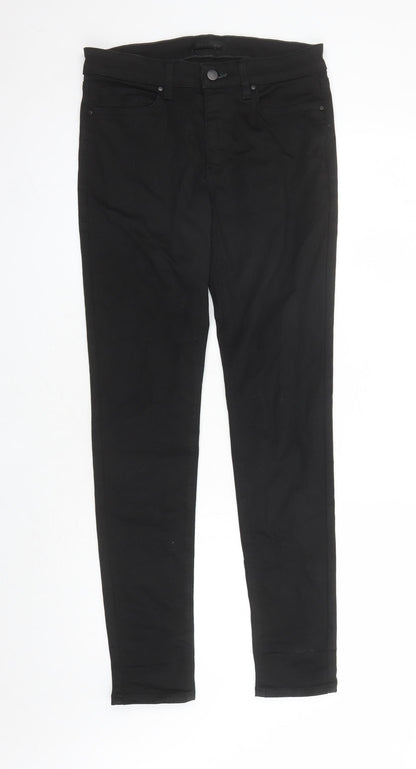 Uniqlo Womens Black Cotton Tapered Jeans Size 30 in L30 in Slim Zip - Stretch