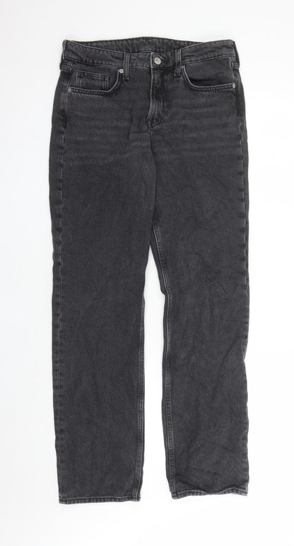Womens UK Size 10 H&M Regular Fit Straight Black Jeans