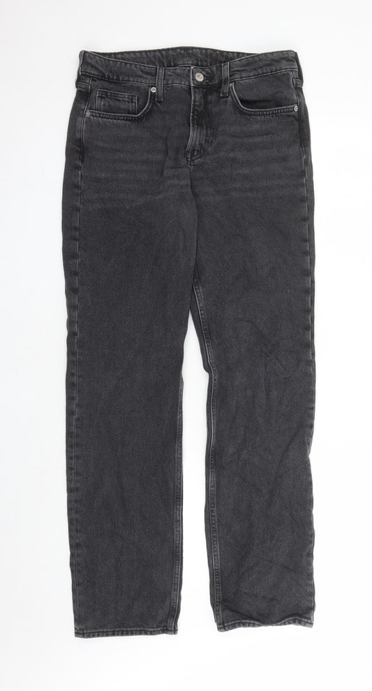 Womens UK Size 10 H&M Regular Fit Straight Black Jeans