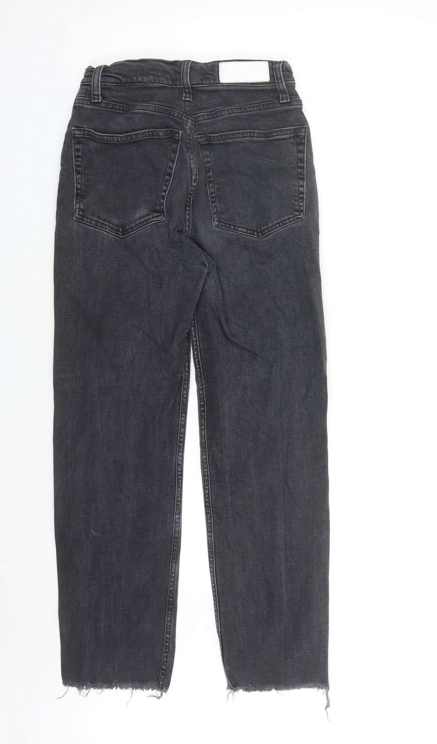 Re/Done Womens Black Cotton Straight Jeans Size 28 in L25 in Regular Button - Raw Hems