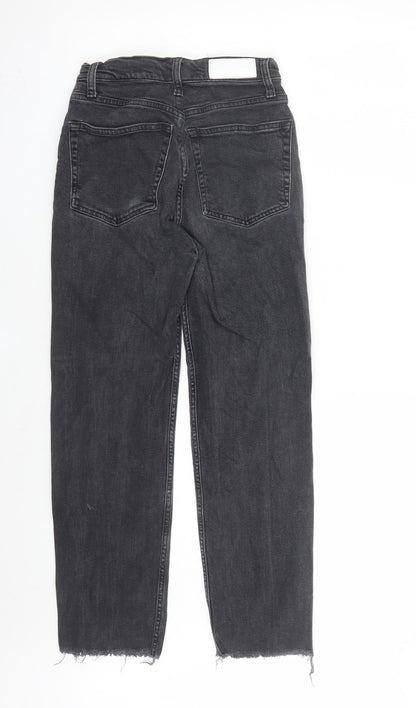 Re/Done Womens Black Cotton Straight Jeans Size 28 in L25 in Regular Button - Raw Hems