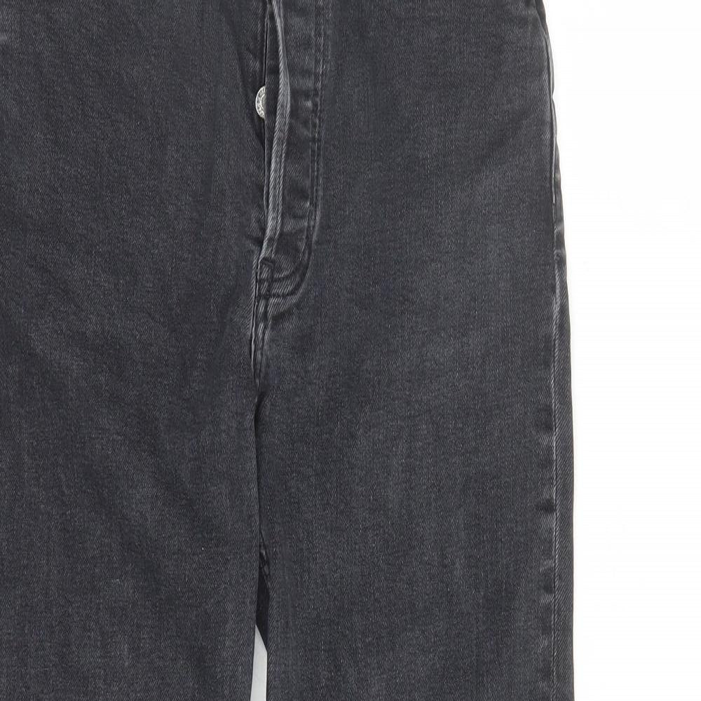 Re/Done Womens Black Cotton Straight Jeans Size 28 in L25 in Regular Button - Raw Hems