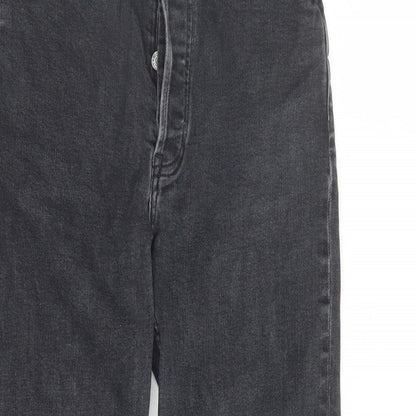 Re/Done Womens Black Cotton Straight Jeans Size 28 in L25 in Regular Button - Raw Hems