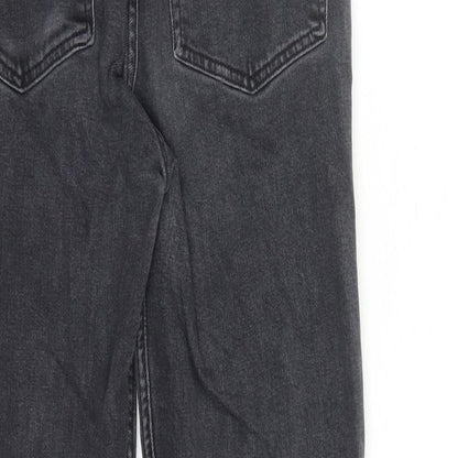 Re/Done Womens Black Cotton Straight Jeans Size 28 in L25 in Regular Button - Raw Hems