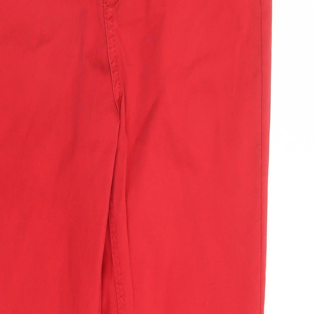 F&F Womens Red Cotton Skinny Jeans Size 10 L38 in Regular Zip - Zip Detail On Ankle