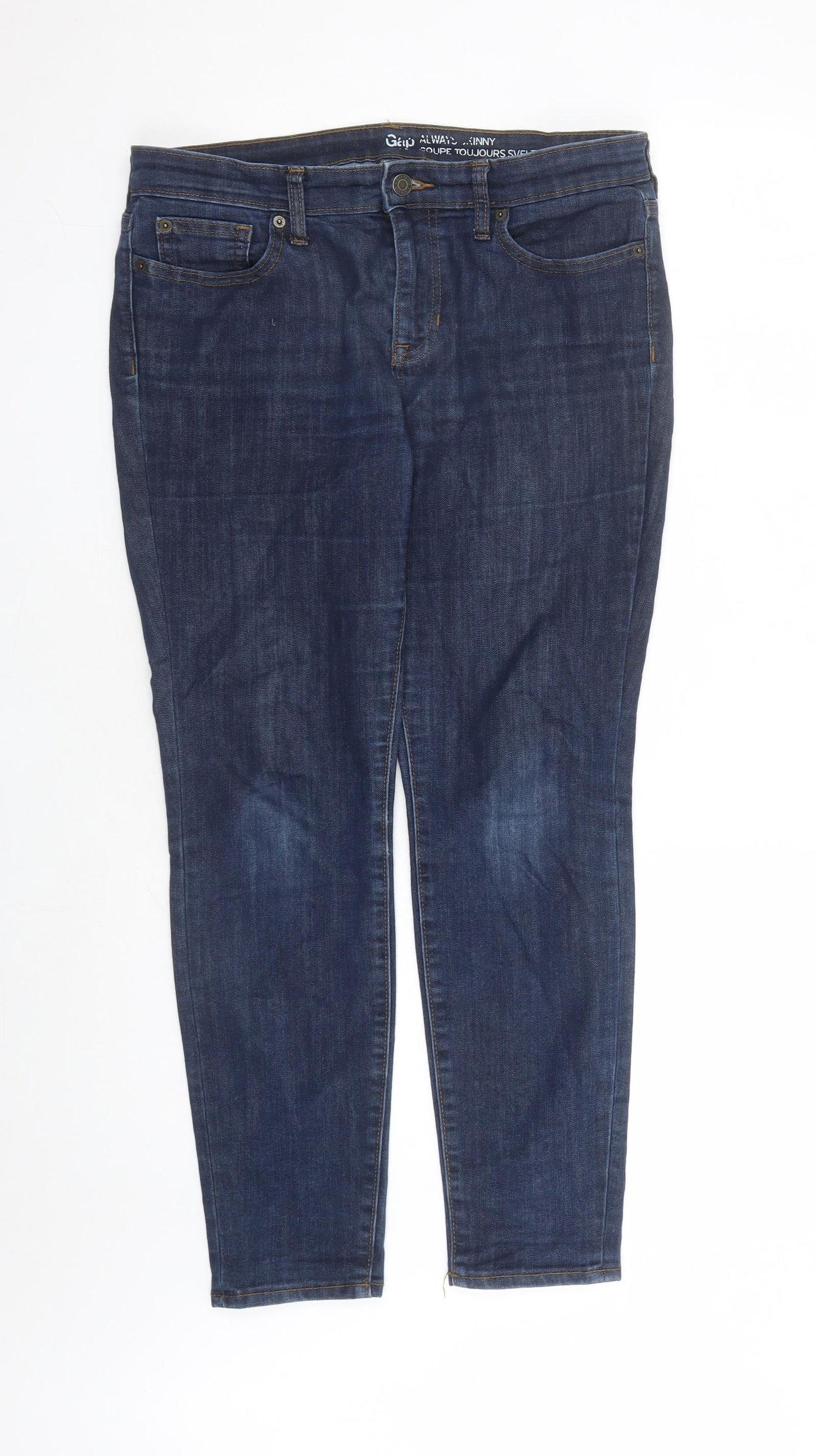 Gap Womens Blue Cotton Straight Jeans Size 14 L26 in Regular Zip