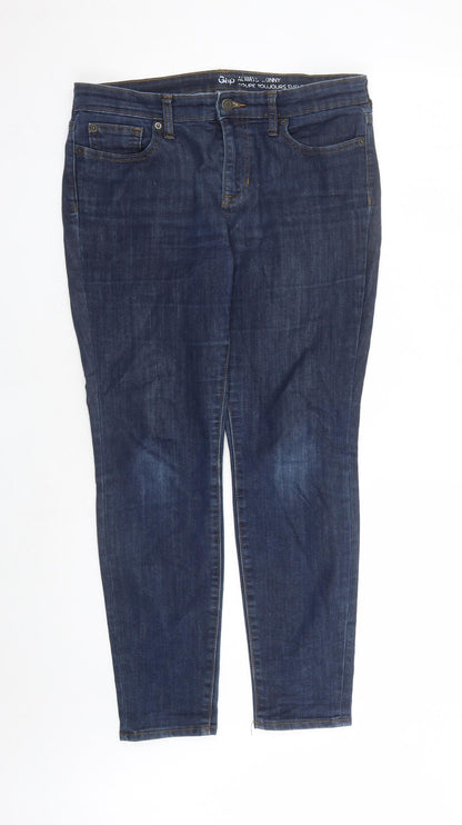 Gap Womens Blue Cotton Straight Jeans Size 14 L26 in Regular Zip