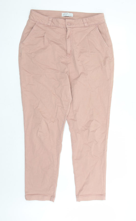 Denim & Co. Womens Pink Cotton Straight Jeans Size 14 L27 in Regular Zip