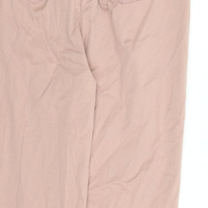 Denim & Co. Womens Pink Cotton Straight Jeans Size 14 L27 in Regular Zip