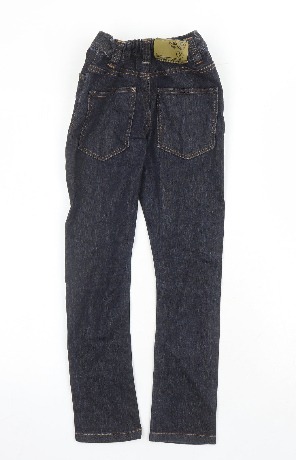 NEXT Boys Blue Cotton Skinny Jeans Size 9 Months L23 in Regular Zip - Elasticated Waist