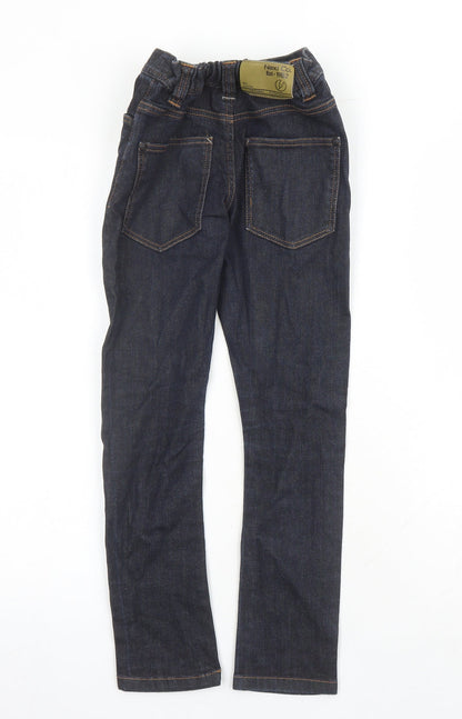 NEXT Boys Blue Cotton Skinny Jeans Size 9 Months L23 in Regular Zip - Elasticated Waist