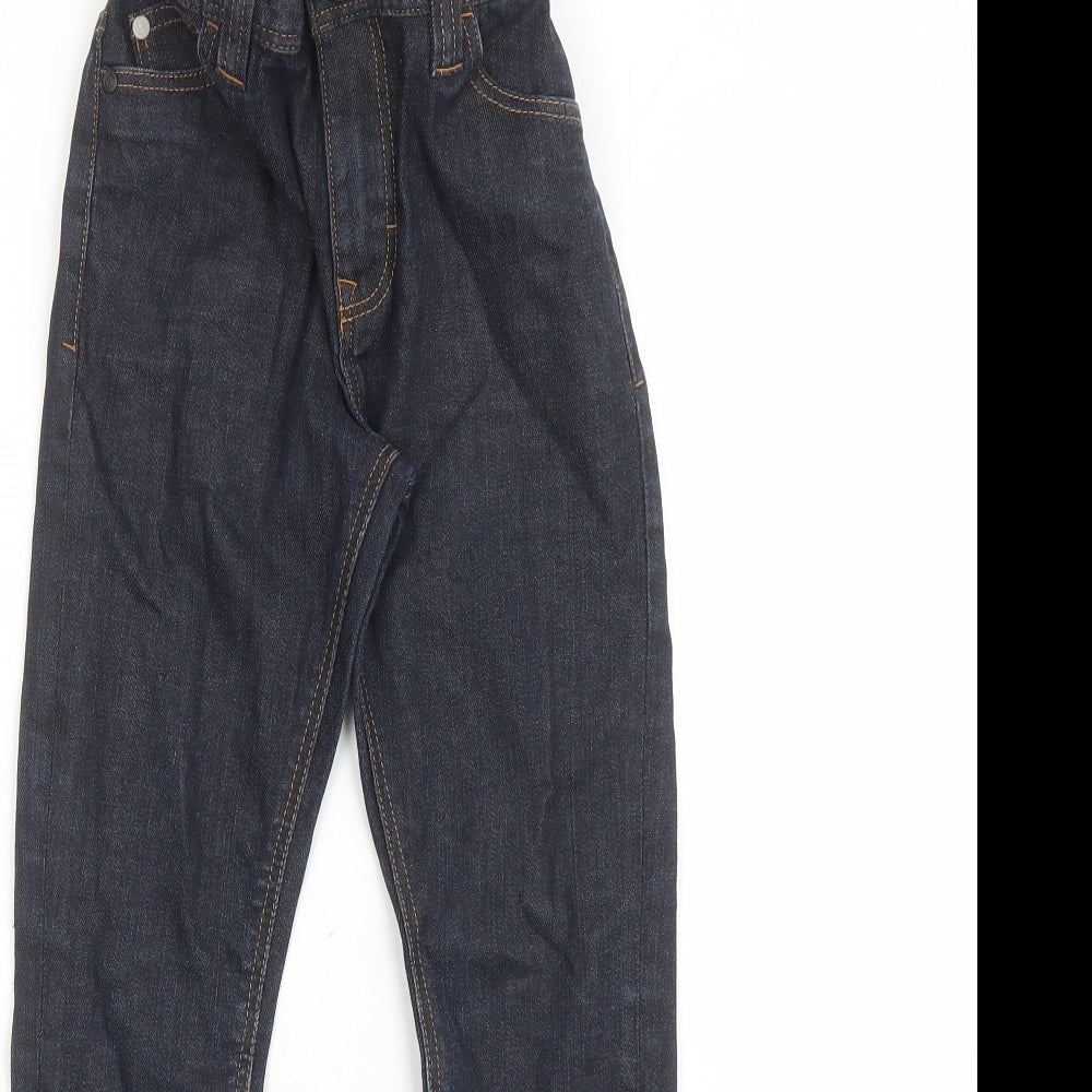 NEXT Boys Blue Cotton Skinny Jeans Size 9 Months L23 in Regular Zip - Elasticated Waist