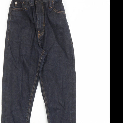 NEXT Boys Blue Cotton Skinny Jeans Size 9 Months L23 in Regular Zip - Elasticated Waist