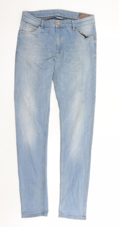 ASOS Mens Blue Cotton Straight Jeans Size 32 in L33 in Regular Zip
