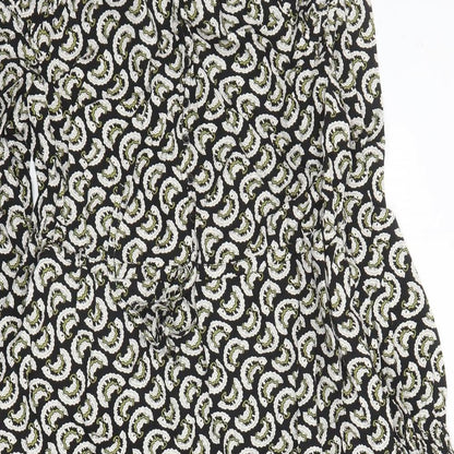 Per Una Womens Black Geometric Viscose Maxi Size 8 Round Neck Pullover - Keyhole Neckline