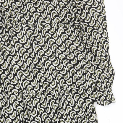 Per Una Womens Black Geometric Viscose Maxi Size 8 Round Neck Pullover - Keyhole Neckline