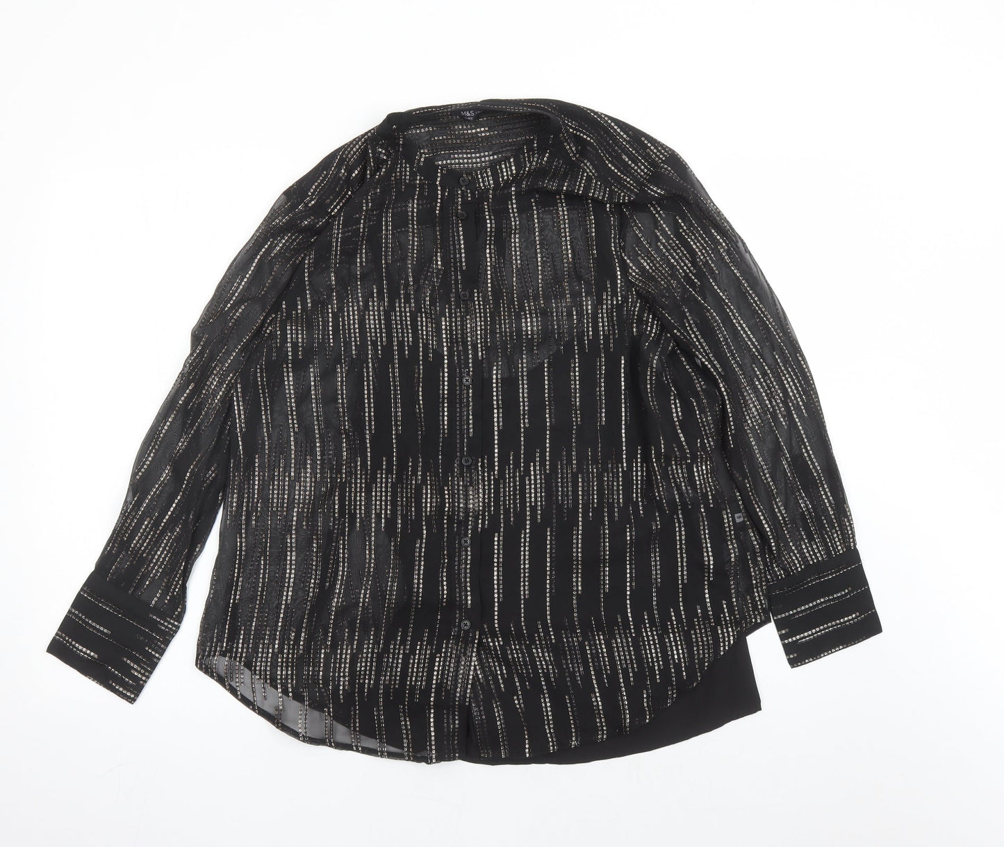 Womens UK Size 10 Marks and Spencer Black Basic Button-Up