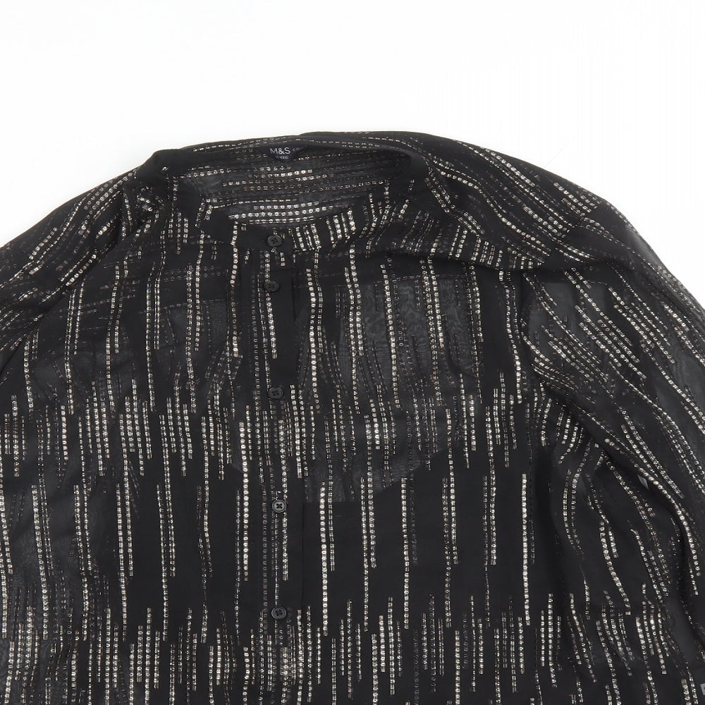 Womens UK Size 10 Marks and Spencer Black Basic Button-Up