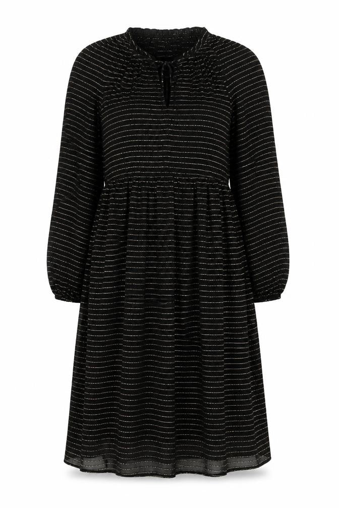 Per Una Womens Black Striped Viscose A-Line Size 10 Round Neck Pullover - Lined