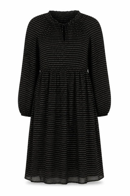 Per Una Womens Black Striped Viscose A-Line Size 10 Round Neck Pullover - Lined