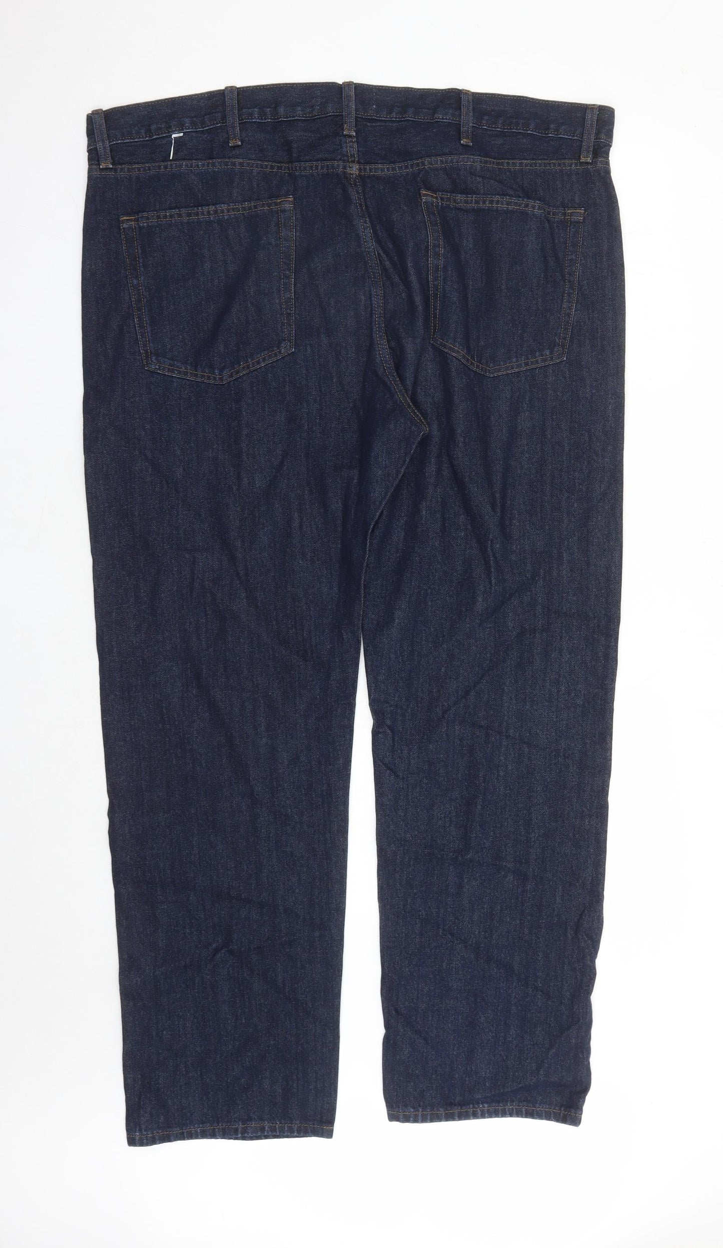 Marks and Spencer Mens Blue Cotton Straight Jeans Size 33 in L33 in Regular Zip