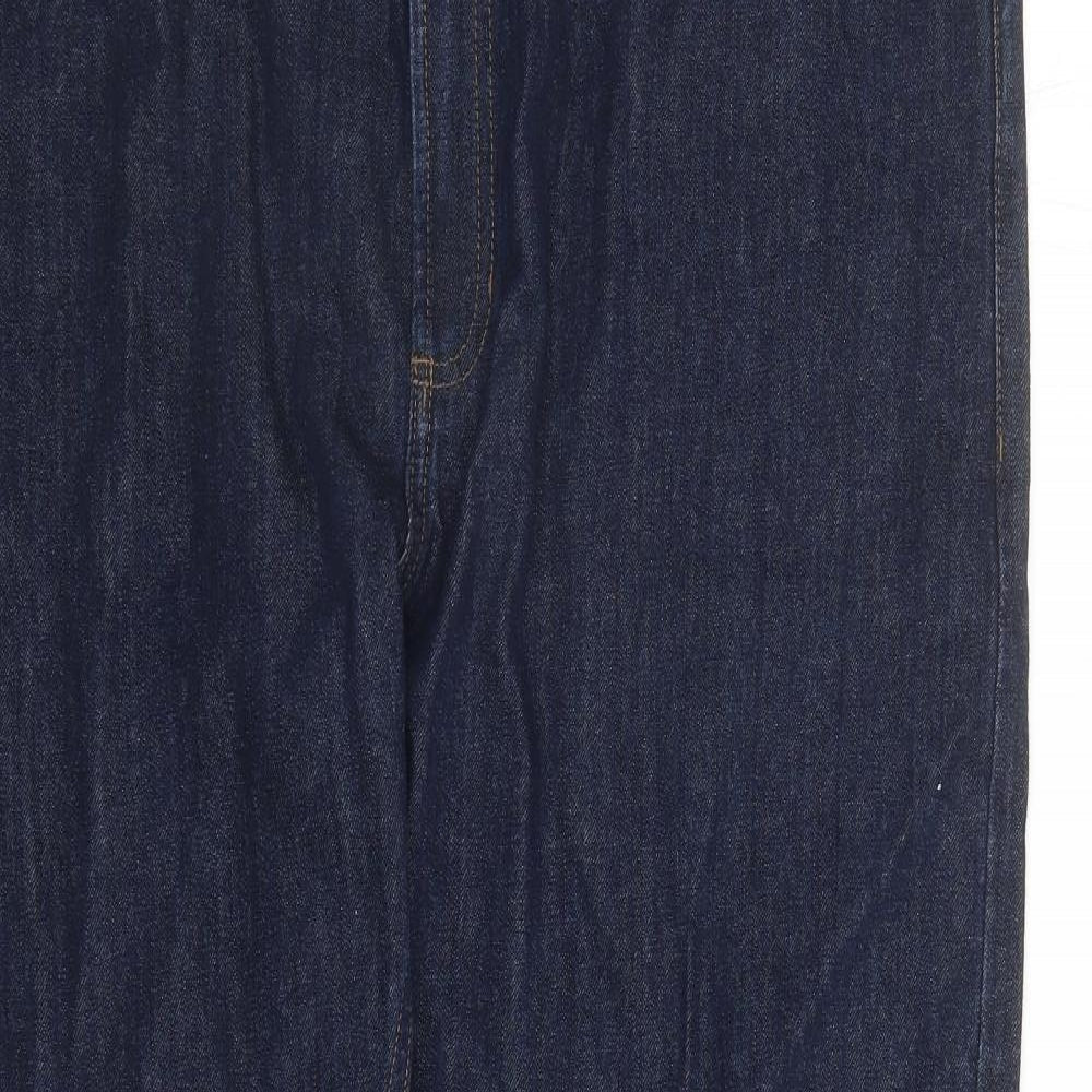 Marks and Spencer Mens Blue Cotton Straight Jeans Size 33 in L33 in Regular Zip