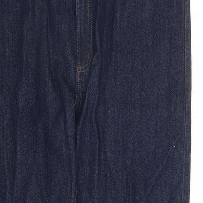 Marks and Spencer Mens Blue Cotton Straight Jeans Size 33 in L33 in Regular Zip