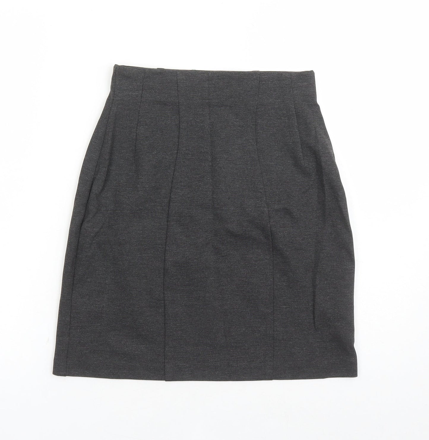 Marks and Spencer Womens Grey Viscose A-Line Skirt Size 6 - Elasticated Waist