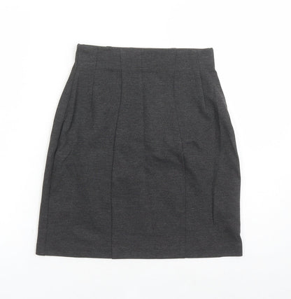 Marks and Spencer Womens Grey Viscose A-Line Skirt Size 6 - Elasticated Waist