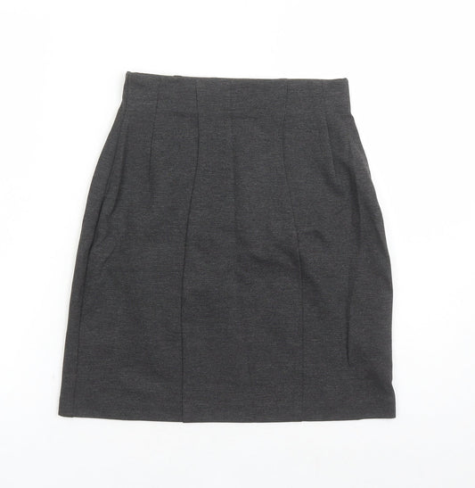 Marks and Spencer Womens Grey Viscose A-Line Skirt Size 6 - Elasticated Waist