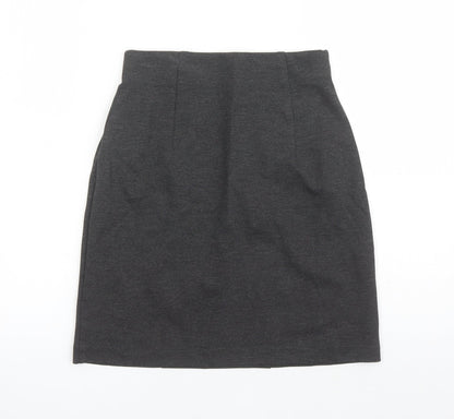 Marks and Spencer Womens Grey Viscose A-Line Skirt Size 6 - Elasticated Waist