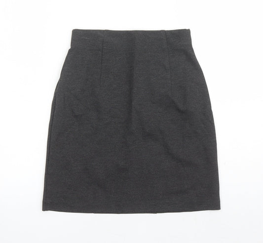 Marks and Spencer Womens Grey Viscose A-Line Skirt Size 6 - Elasticated Waist