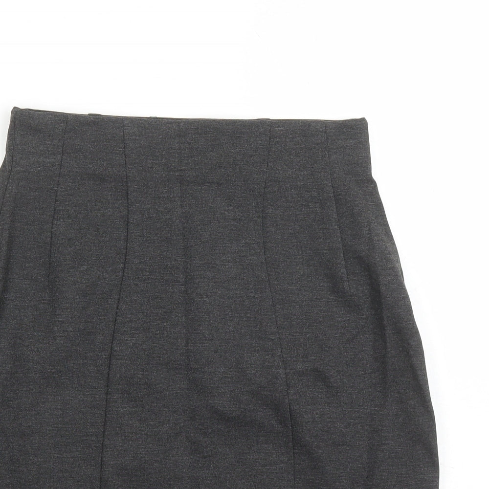 Marks and Spencer Womens Grey Viscose A-Line Skirt Size 6 - Elasticated Waist