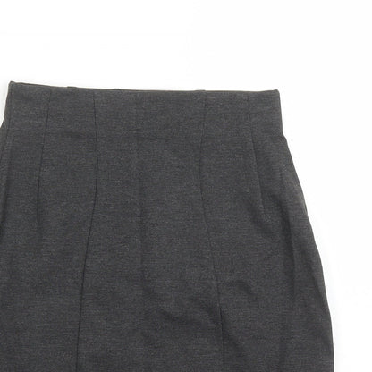 Marks and Spencer Womens Grey Viscose A-Line Skirt Size 6 - Elasticated Waist