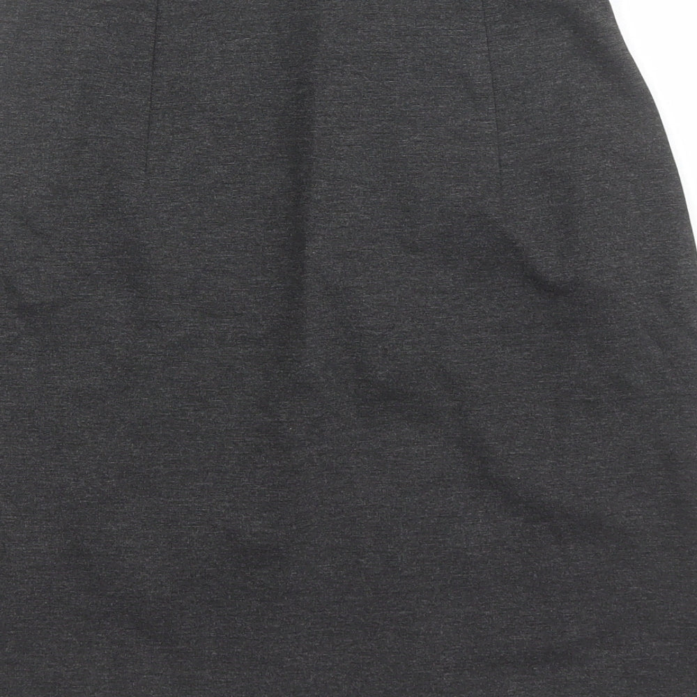 Marks and Spencer Womens Grey Viscose A-Line Skirt Size 6 - Elasticated Waist