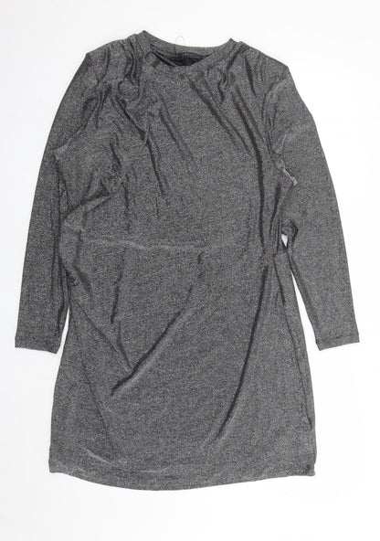 Marks and Spencer Womens Silver Polyamide A-Line Size 20 Round Neck Pullover - Shoulder Pads