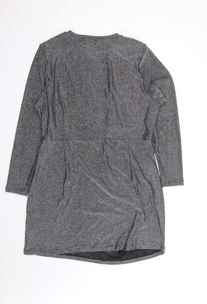 Marks and Spencer Womens Silver Polyamide A-Line Size 20 Round Neck Pullover - Shoulder Pads