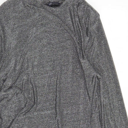 Marks and Spencer Womens Silver Polyamide A-Line Size 18 Round Neck Pullover - Shoulder Pads