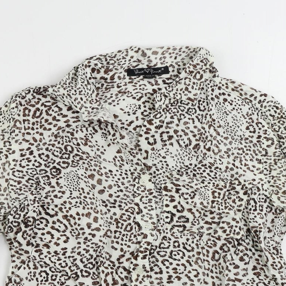 Womens UK Size S Velvet Heart White Basic Button-Up