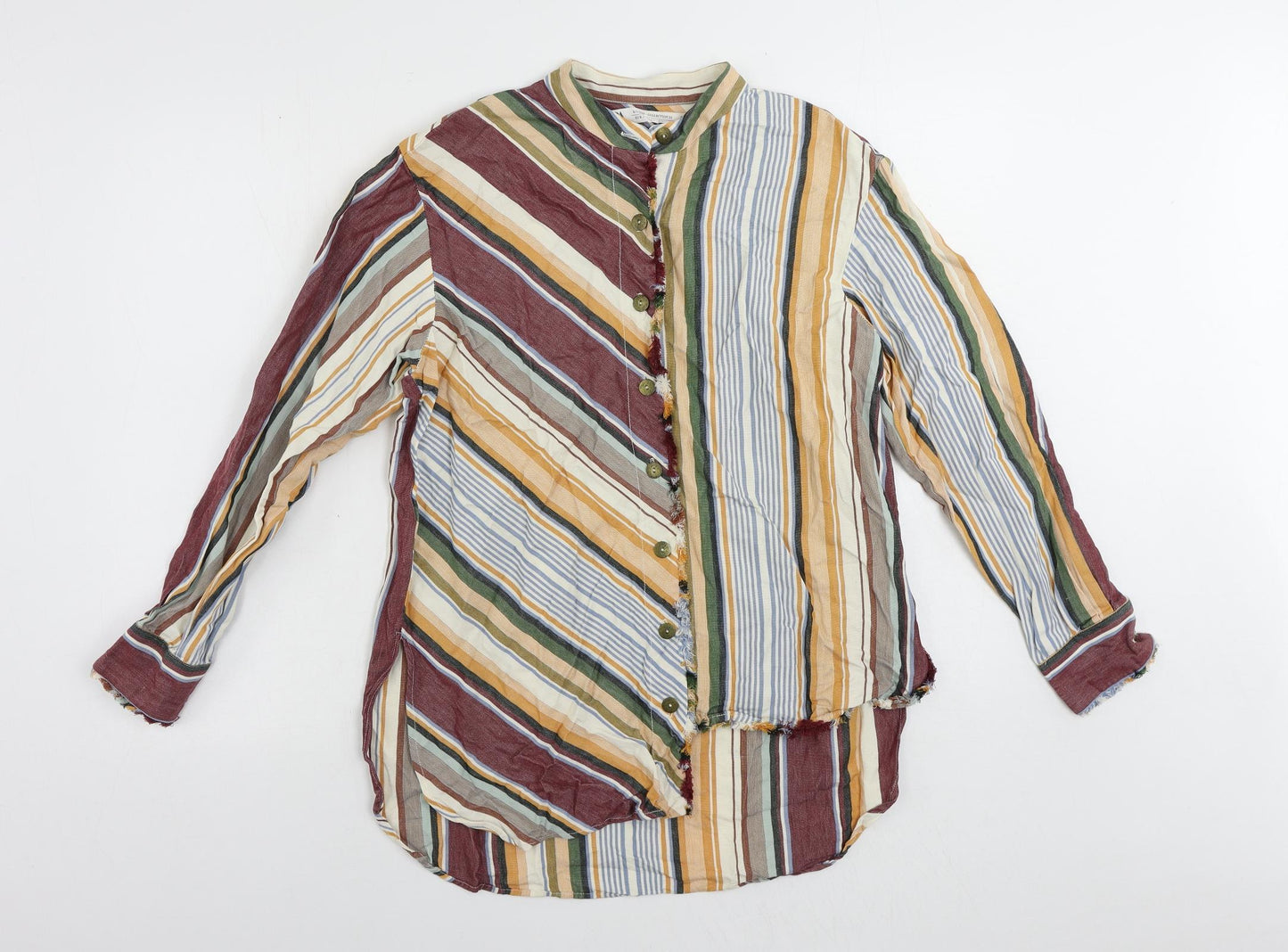 Womens UK Size S Zara Multicoloured Basic Button-Up