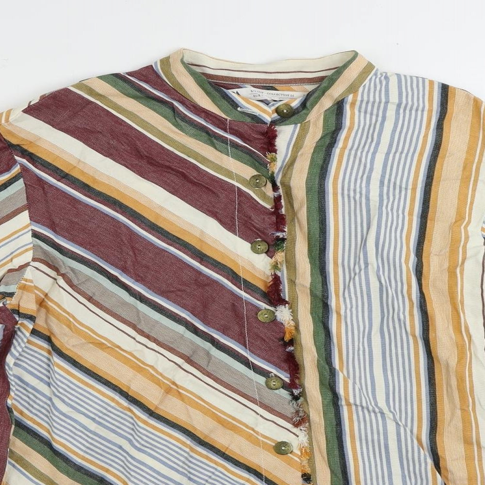 Womens UK Size S Zara Multicoloured Basic Button-Up