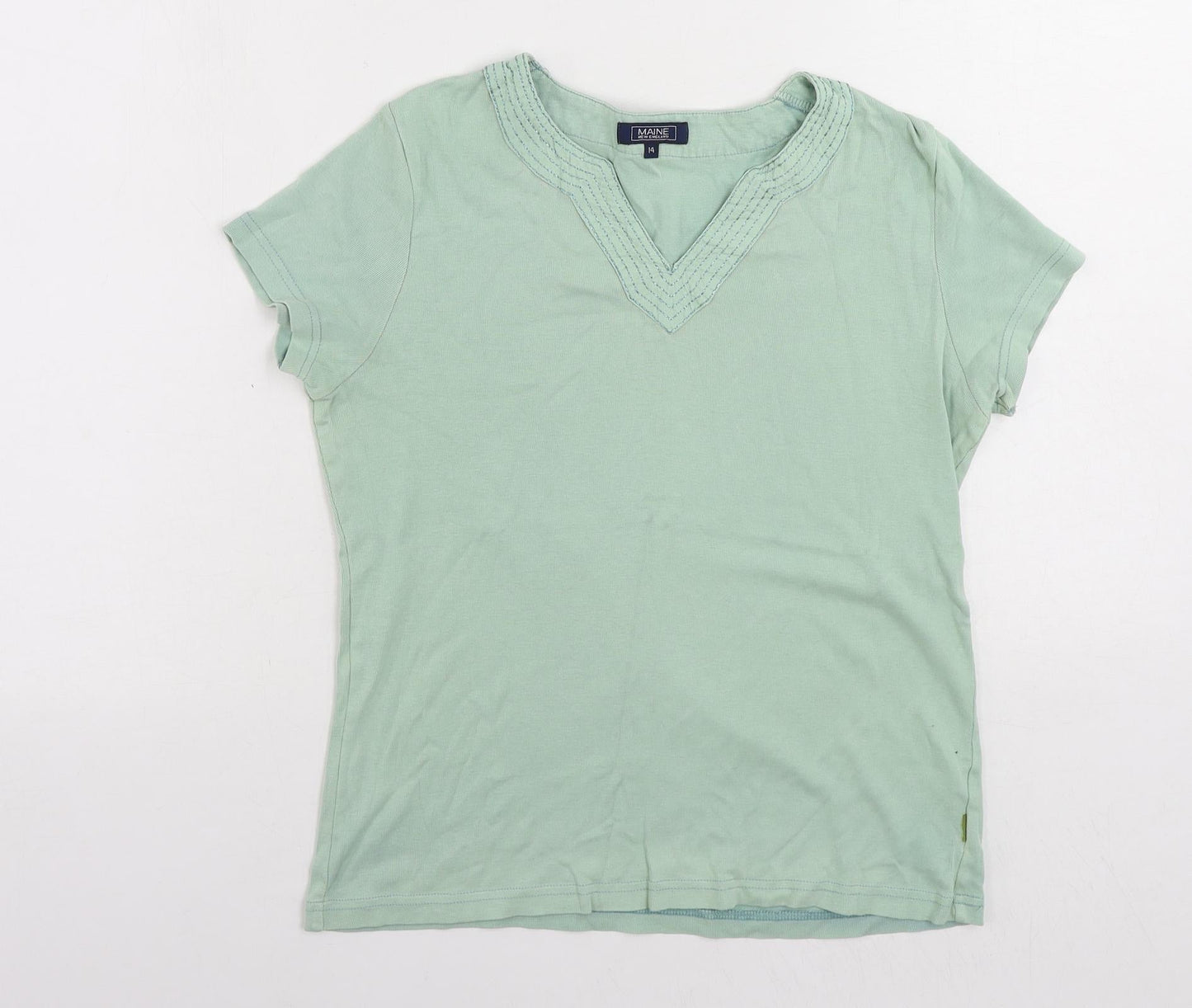 Womens UK Size 14 Maine New England Green Basic T-Shirt