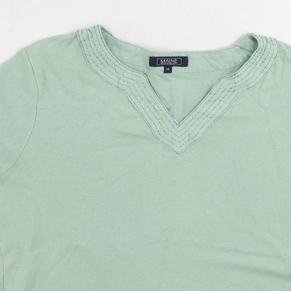 Womens UK Size 14 Maine New England Green Basic T-Shirt