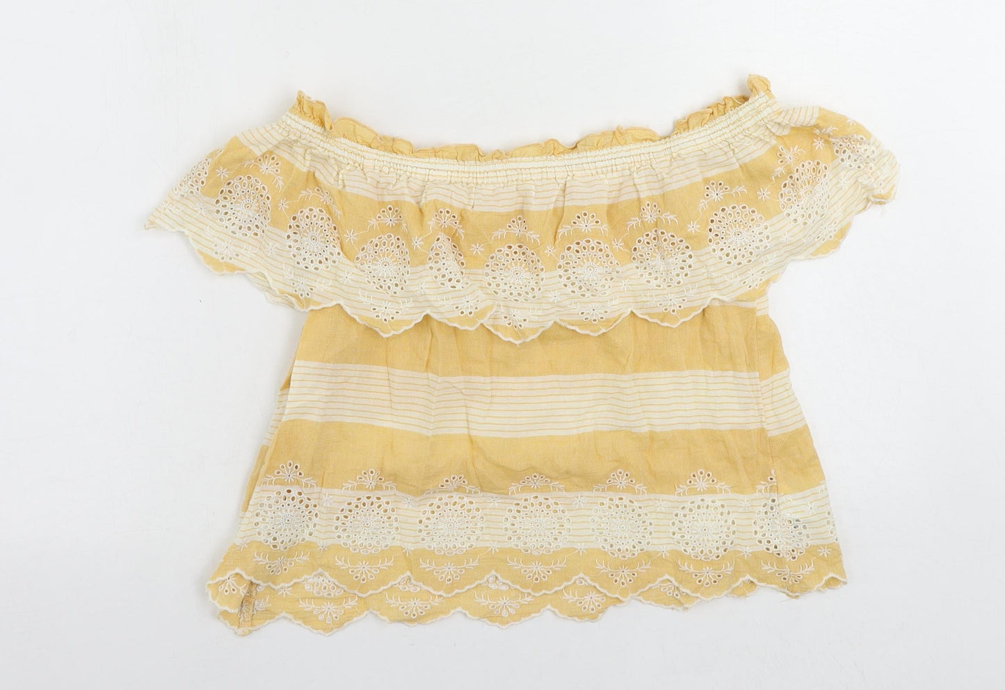 Womens UK Size XS American Eagle Outfitters Yellow Cropped Blouse