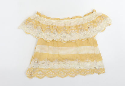 Womens UK Size XS American Eagle Outfitters Yellow Cropped Blouse