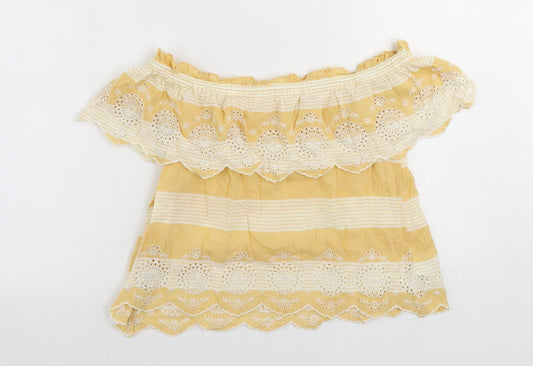 Womens UK Size XS American Eagle Outfitters Yellow Cropped Blouse