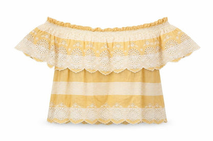 Womens UK Size XS American Eagle Outfitters Yellow Cropped Blouse